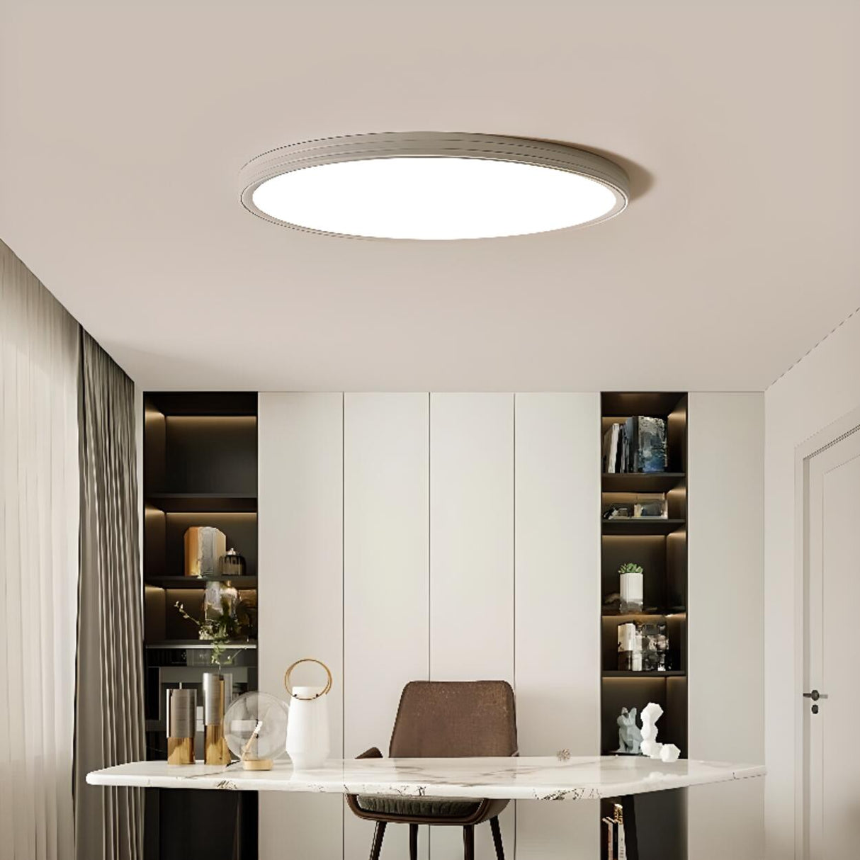 Minimalist Round White LED Flush Mount Light Image - 3