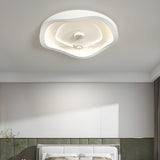 Minimalist Round White Wave Ceiling Fan with LED Light Image - 1