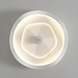 Minimalist Round White Wave Ceiling Fan with LED Light Image - 10