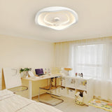 Minimalist Round White Wave Ceiling Fan with LED Light Image - 14