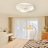 Minimalist Round White Wave Ceiling Fan with LED Light Image - 15