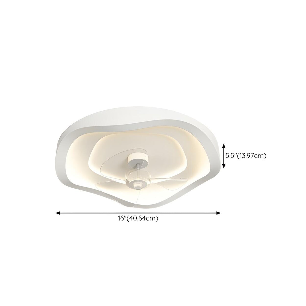 Minimalist Round White Wave Ceiling Fan with LED Light 