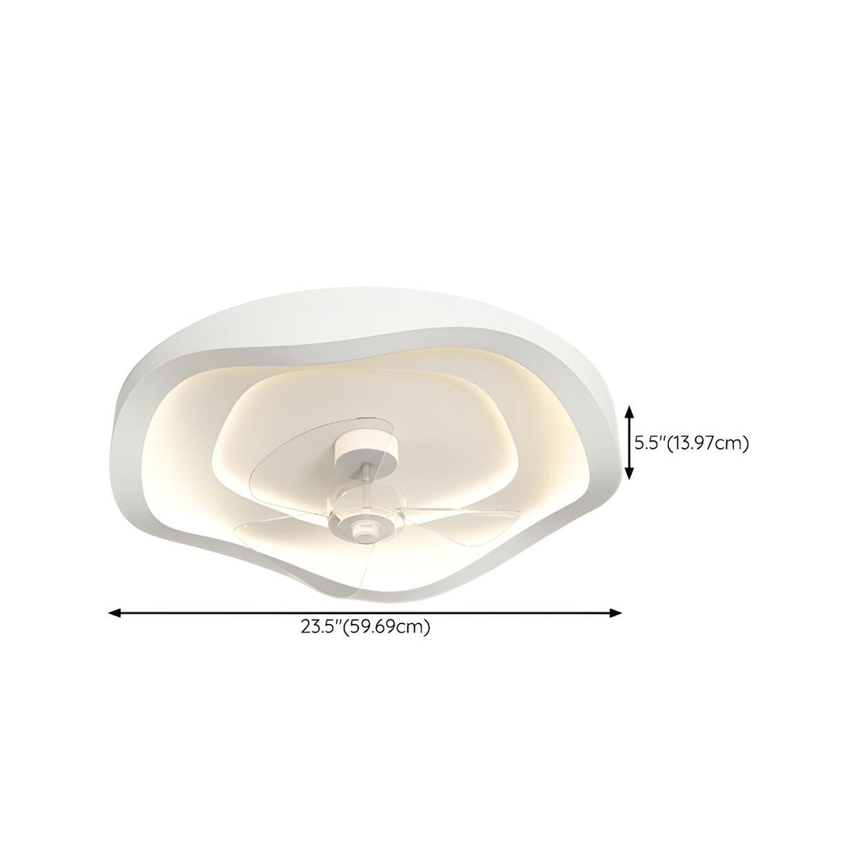 Minimalist Round White Wave Ceiling Fan with LED Light Image - 19