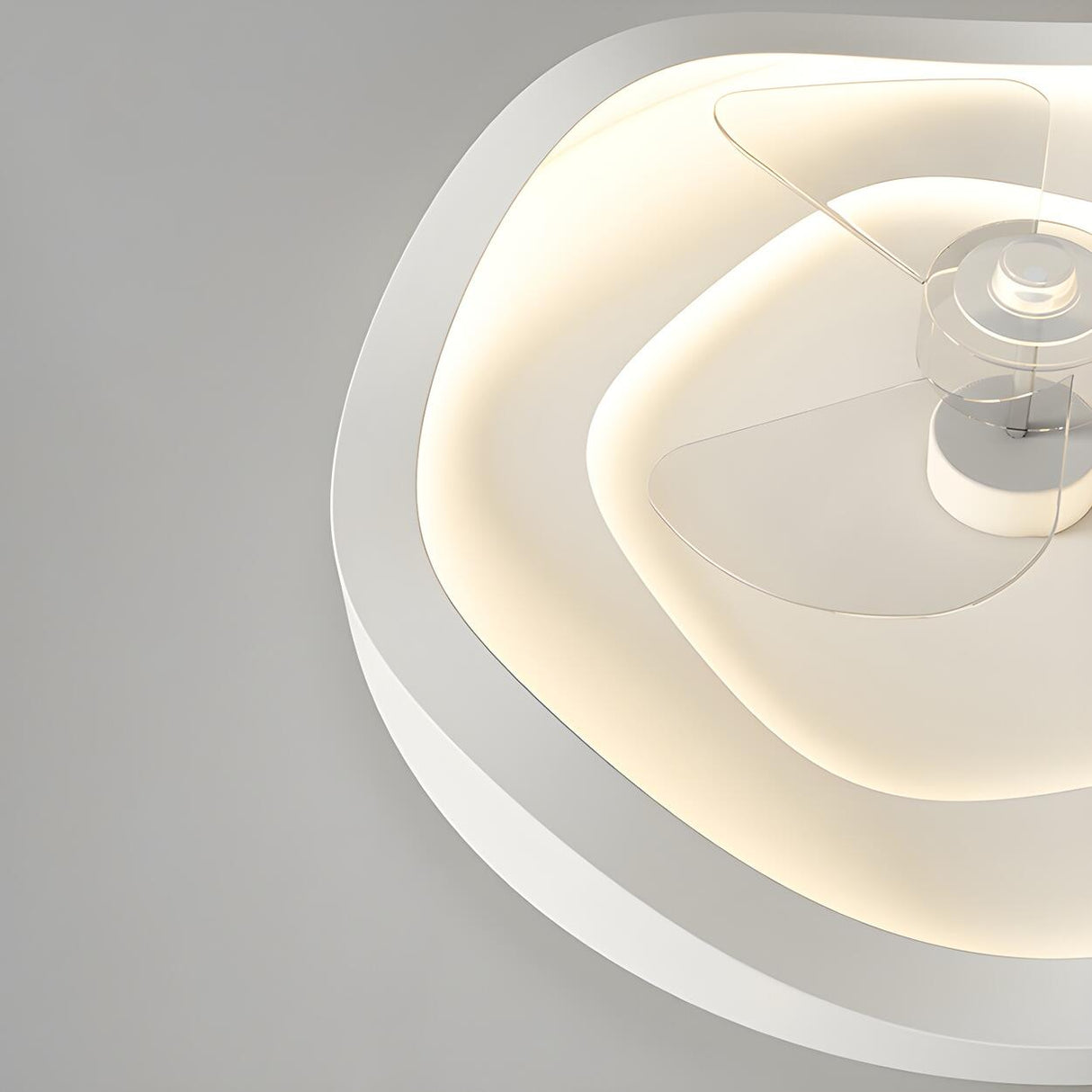 Minimalist Round White Wave Ceiling Fan with LED Light Image - 5