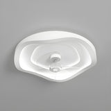 Minimalist Round White Wave Ceiling Fan with LED Light Image - 7