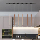 Minimalist Silver Cylinder Tube Kitchen Island Pendant Light Image - 8