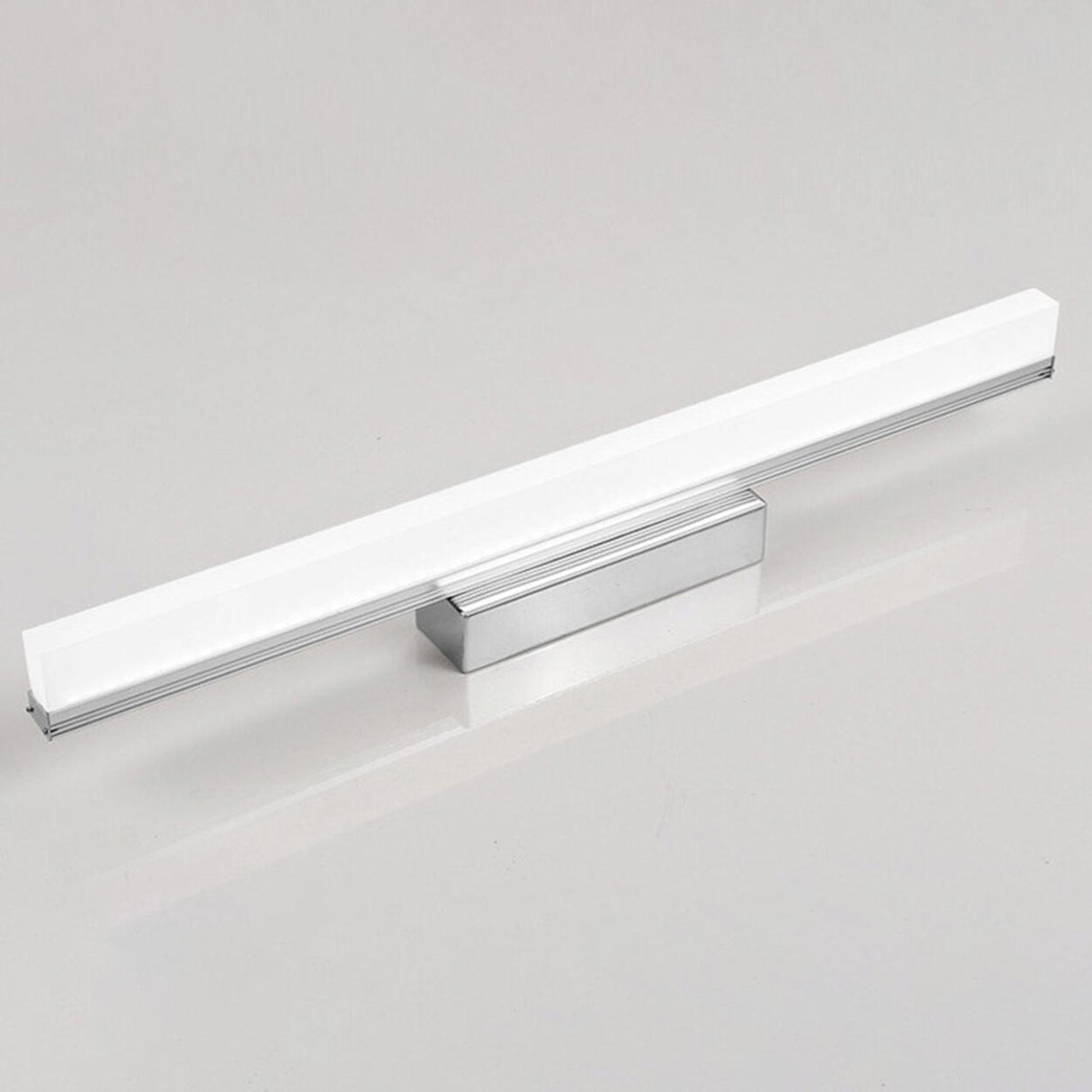 Minimalist Silver Rectangular Vanity Mirror Light Image - 11