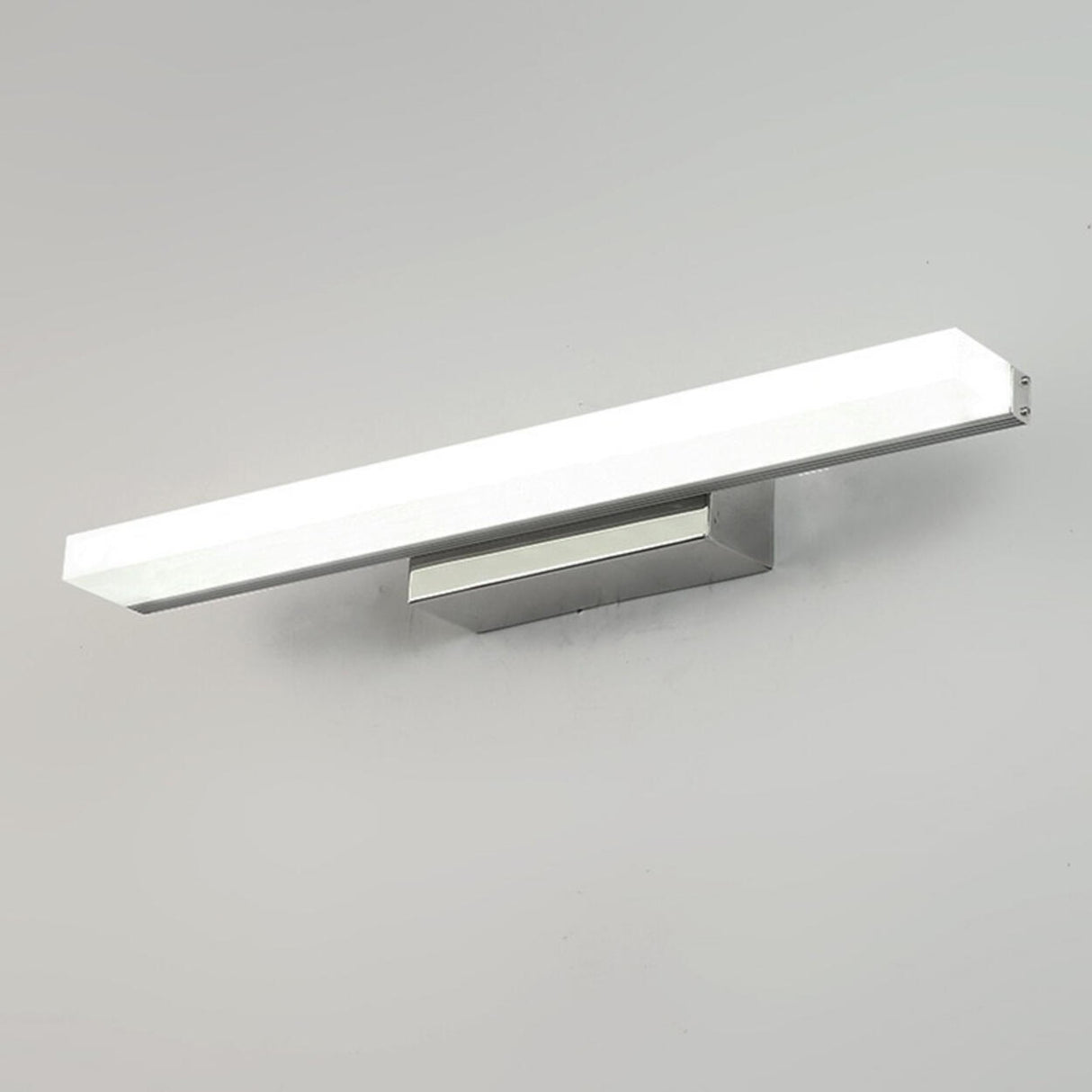 Minimalist Silver Rectangular Vanity Mirror Light Image - 6