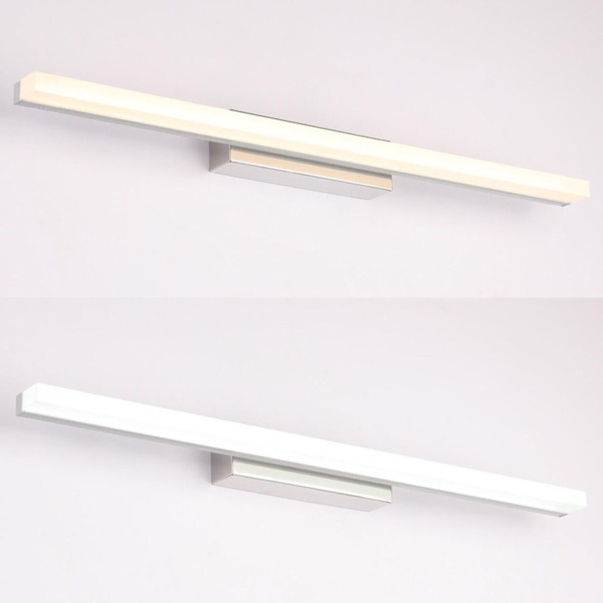 Minimalist Silver Rectangular Vanity Mirror Light Image - 8