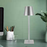 Minimalist Silver Square Base Metal Bedside Table Lamp Image - 1