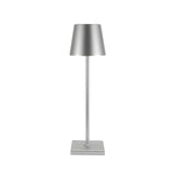 Minimalist Silver Square Base Metal Bedside Table Lamp Image - 10