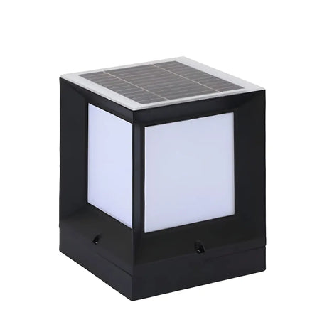 Minimalist Simple Cube Solar Outdoor Lantern Lamp Black Image - 2