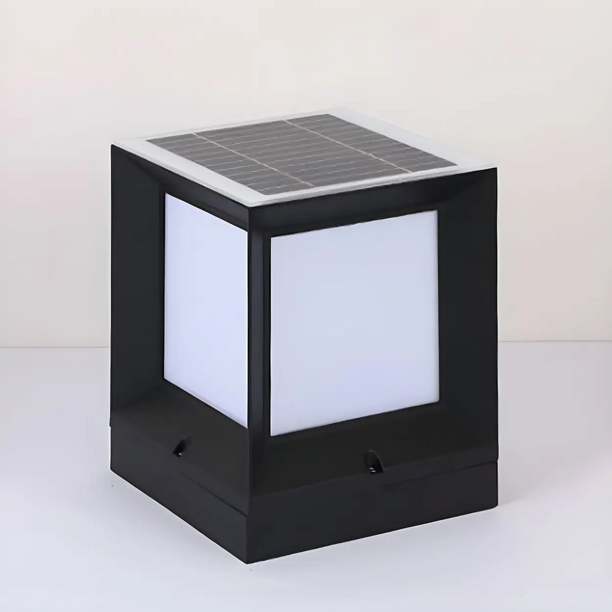 Minimalist Simple Cube Solar Outdoor Lantern Lamp Black Image - 7