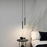 Minimalist Sleek Black Linear Bedroom Pendant Light Image - 1