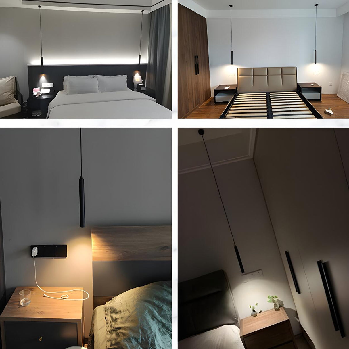 Minimalist Sleek Black Linear Bedroom Pendant Light Image - 11