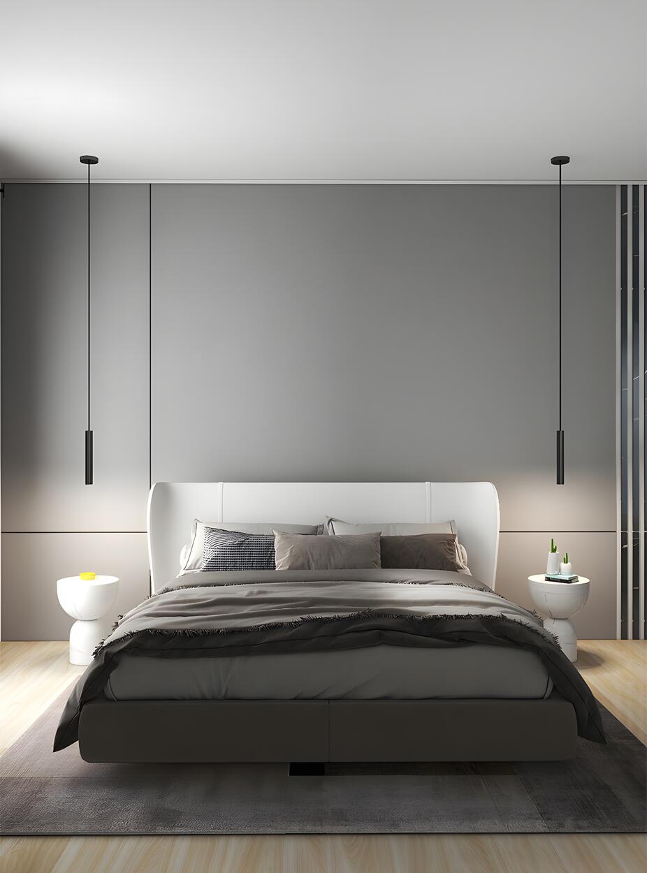 Minimalist Sleek Black Linear Bedroom Pendant Light Image - 12