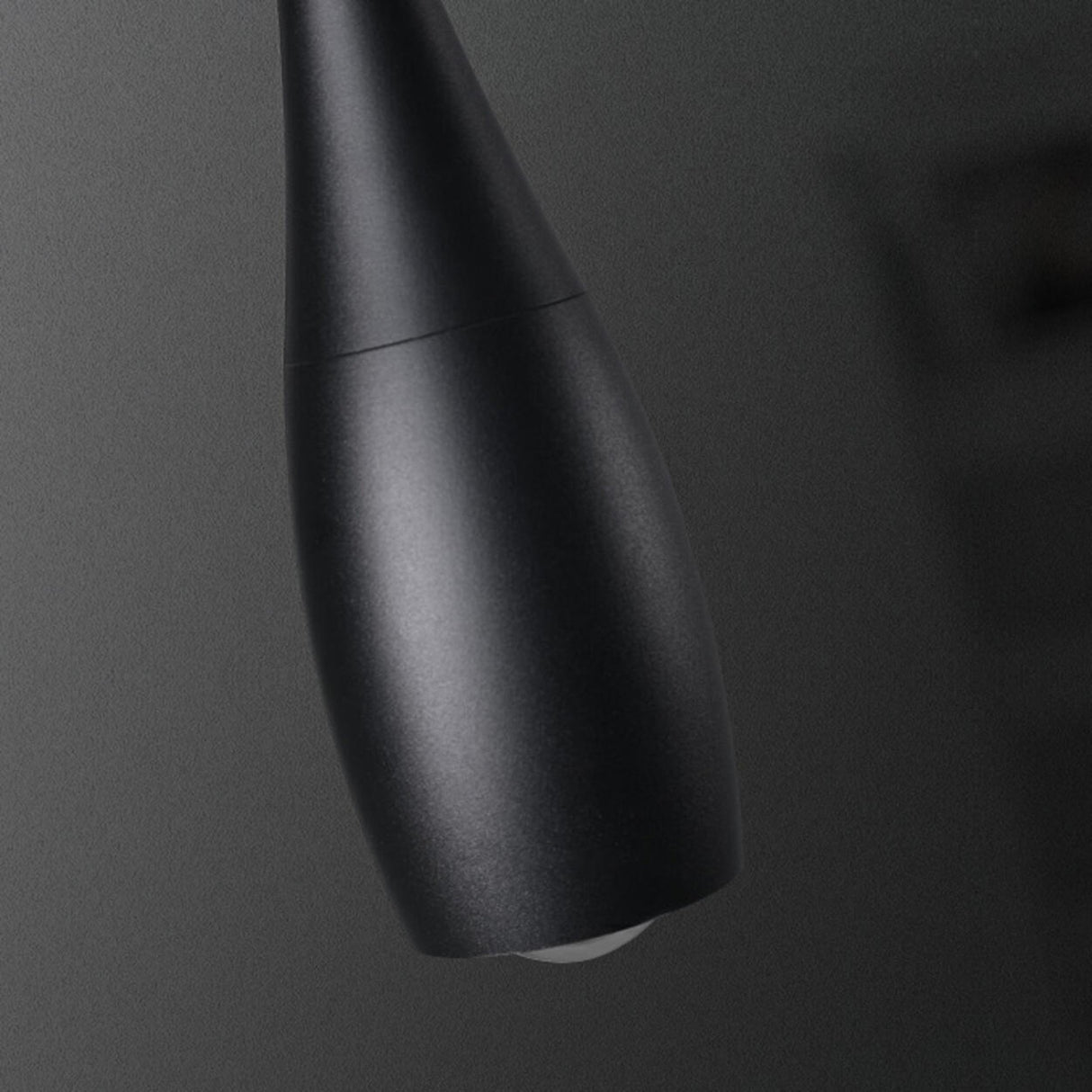 Minimalist Sleek Black Metal Teardrop Bedroom Pendant Light Image - 7