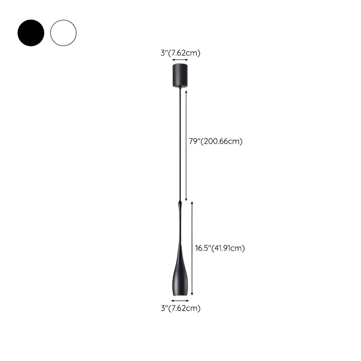 Minimalist Sleek Black Metal Teardrop Bedroom Pendant Light 