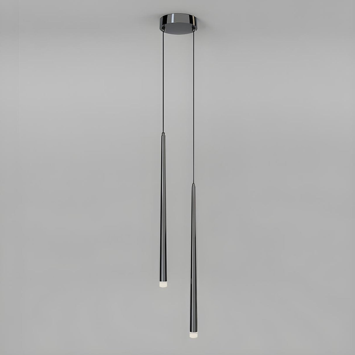 Minimalist Slim Black Dual Tube Acrylic Bedroom Pendant Light Image - 12