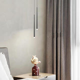 Minimalist Slim Black Dual Tube Acrylic Bedroom Pendant Light Image - 16