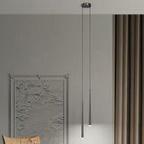 Minimalist Slim Black Dual Tube Acrylic Bedroom Pendant Light Image - 4