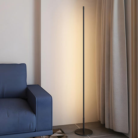 Minimalist Slim Black Linear Metal LED Floor Lamp Image - 1