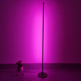 Minimalist Slim Black Linear Metal LED Floor Lamp Image - 14