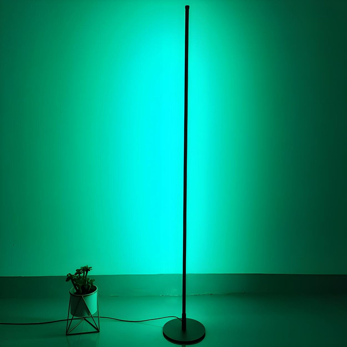 Minimalist Slim Black Linear Metal LED Floor Lamp Image - 15