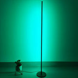 Minimalist Slim Black Linear Metal LED Floor Lamp Image - 15