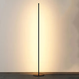 Minimalist Slim Black Linear Metal LED Floor Lamp Image - 2