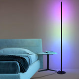 Minimalist Slim Black Linear Metal LED Floor Lamp Image - 3