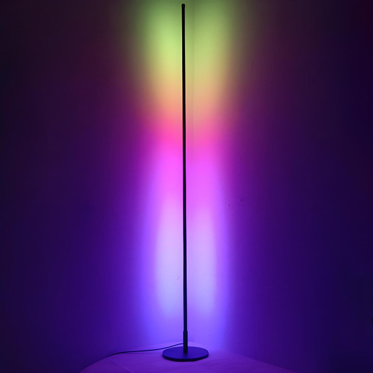 Minimalist Slim Black Linear Metal LED Floor Lamp Image - 8