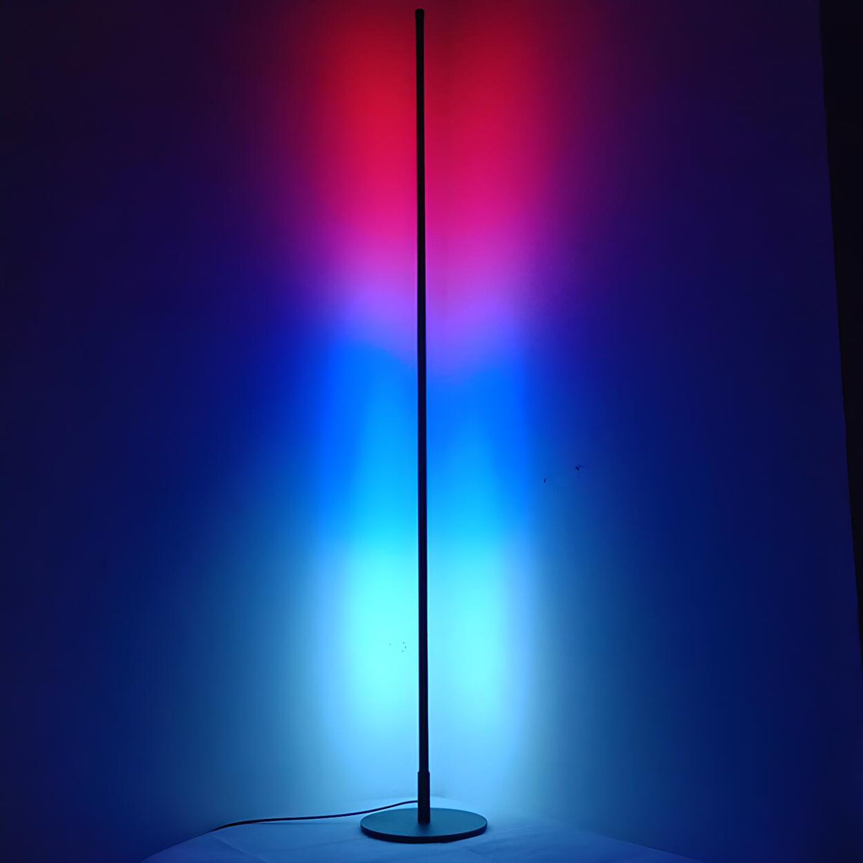 Minimalist Slim Black Linear Metal LED Floor Lamp Image - 9