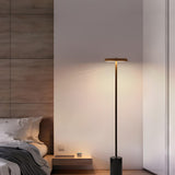 Minimalist Slim Cylinder Base Black LED Floor Lamp Image - 11