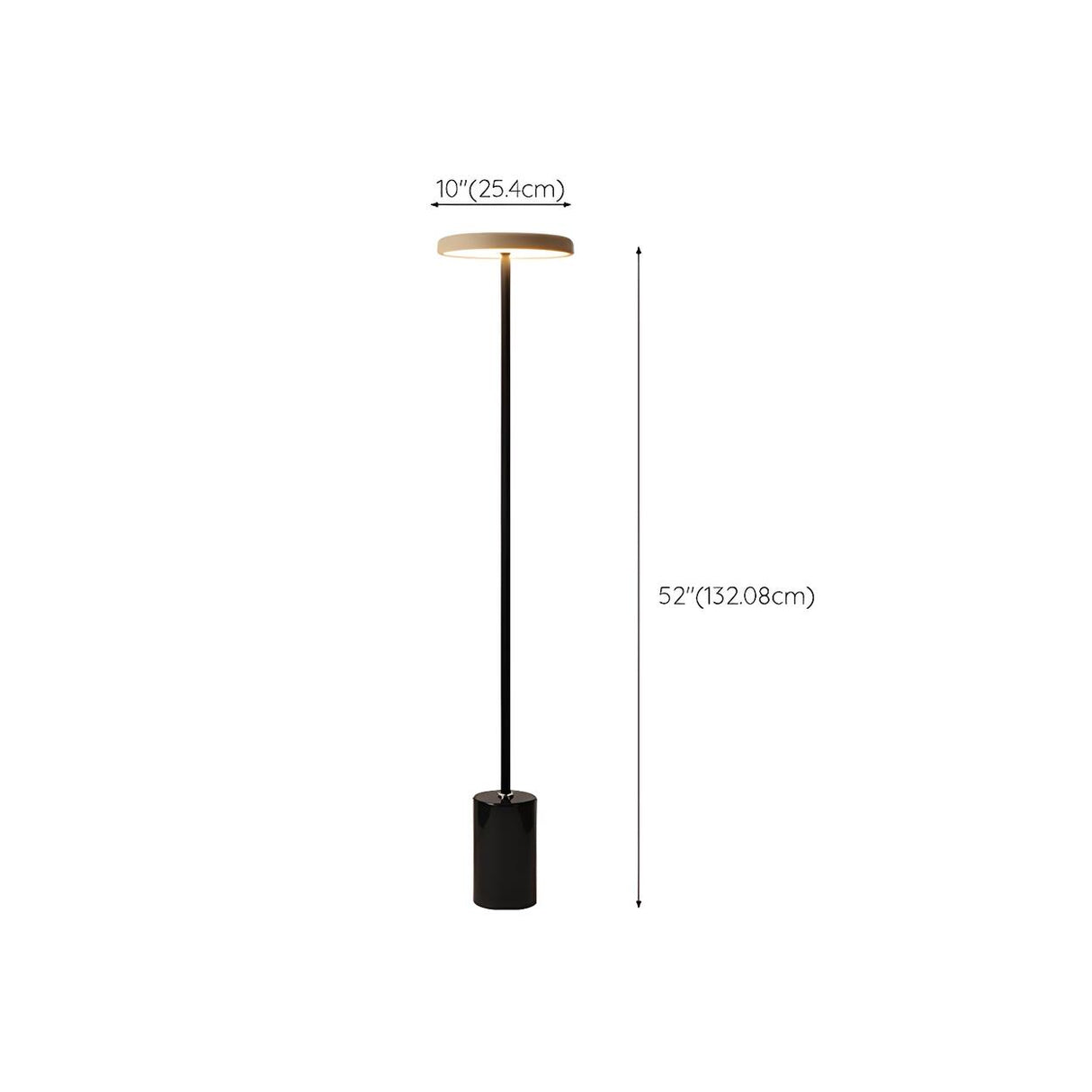 Minimalist Slim Cylinder Base Black LED Floor Lamp 