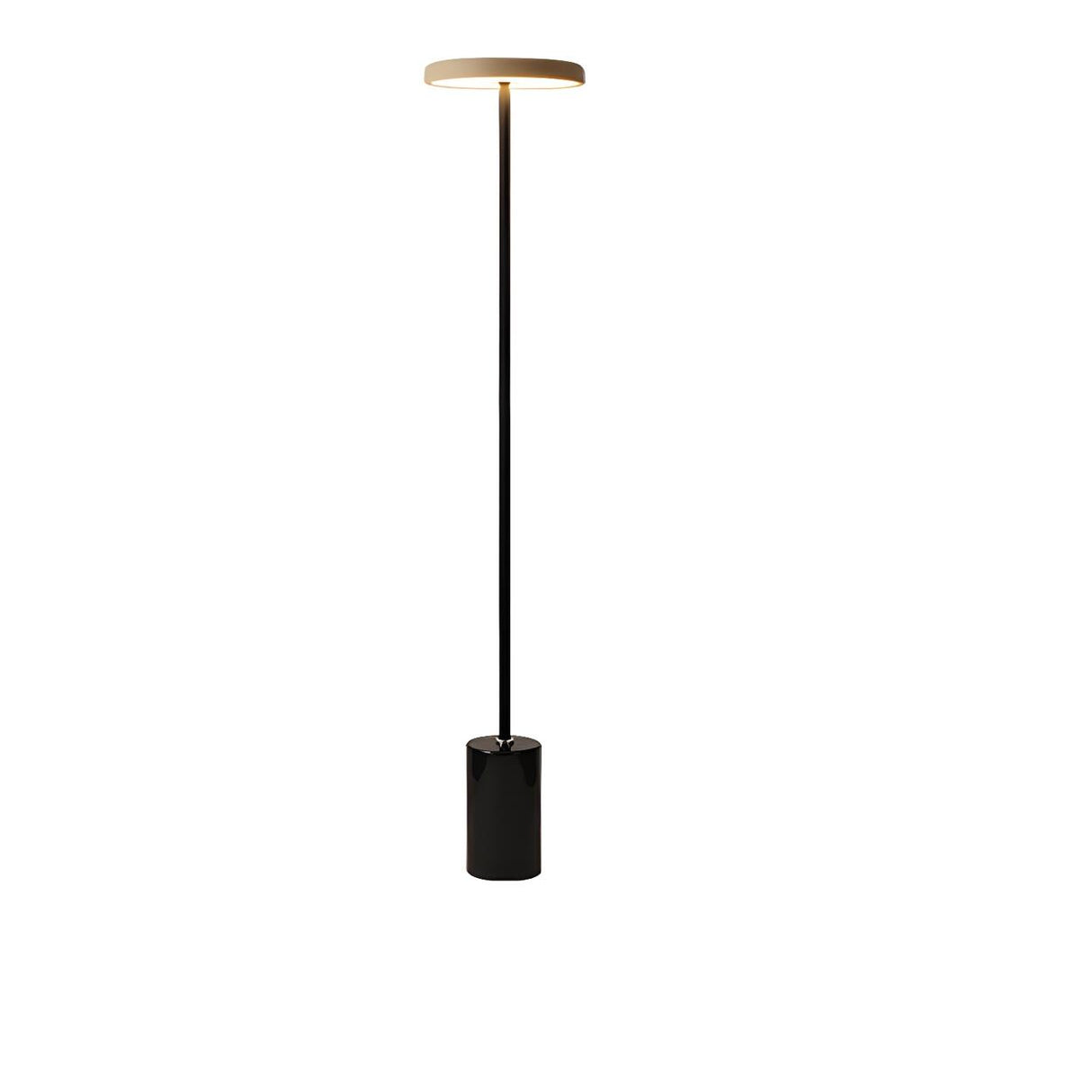 Minimalist Slim Cylinder Base Black LED Floor Lamp Image - 5