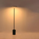 Minimalist Slim Cylinder Base Black LED Floor Lamp Image - 7