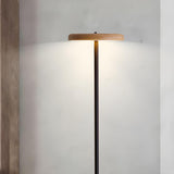 Minimalist Slim Cylinder Base Black LED Floor Lamp Image - 8