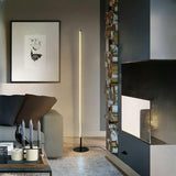 Minimalist Slim LED Gold Linear Metal Floor Lamp Image - 11