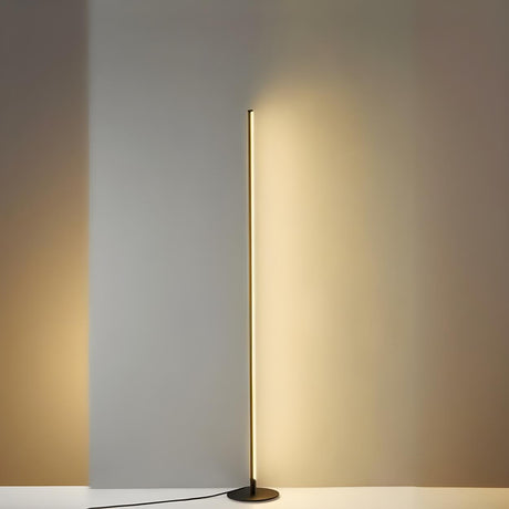 Minimalist Slim LED Gold Linear Metal Floor Lamp Image - 2