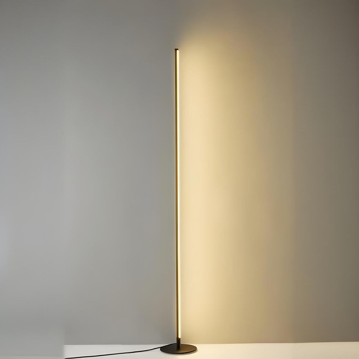 Minimalist Slim LED Gold Linear Metal Floor Lamp Image - 5