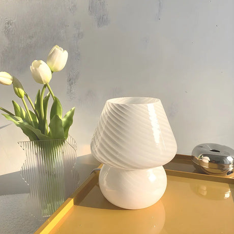 Minimalist Small White Ceramic Atmosphere Table Lamp Image - 1