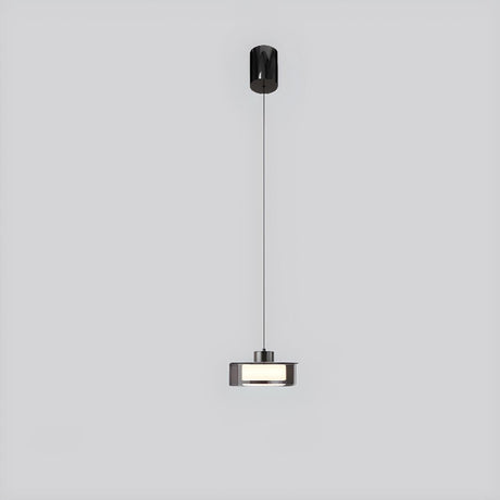 Minimalist Smoke Grey Glass Cylinder LED Pendant Light Image - 2