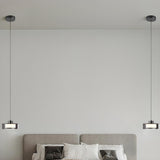 Minimalist Smoke Grey Glass Cylinder LED Pendant Light Image - 4