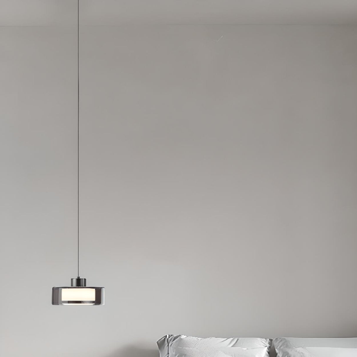 Minimalist Smoke Grey Glass Cylinder LED Pendant Light Image - 5