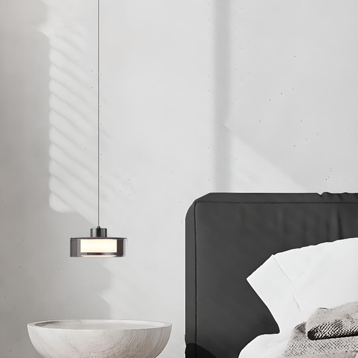 Minimalist Smoke Grey Glass Cylinder LED Pendant Light Image - 6