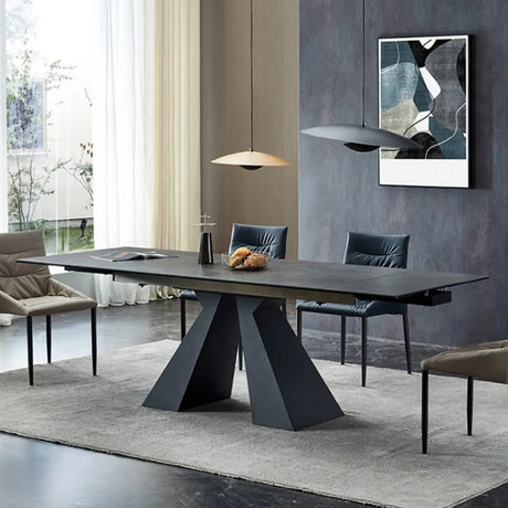 Minimalist Smoke Slate Rectangular Dining Table Grey Image - 1