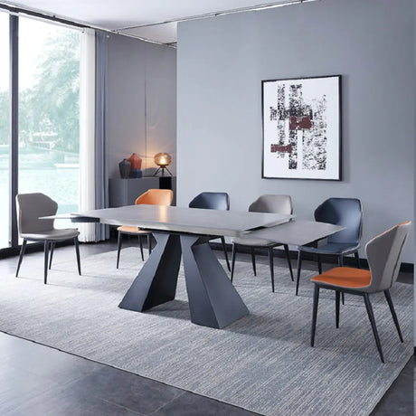 Minimalist Smoke Slate Rectangular Dining Table Grey Image - 2