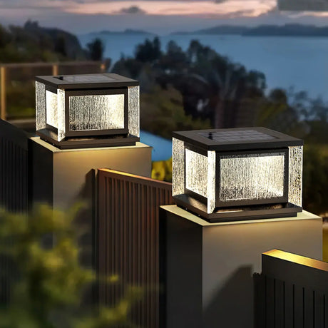 Minimalist Solar Rectangle Black Outdoor Table Lamp Image - 1