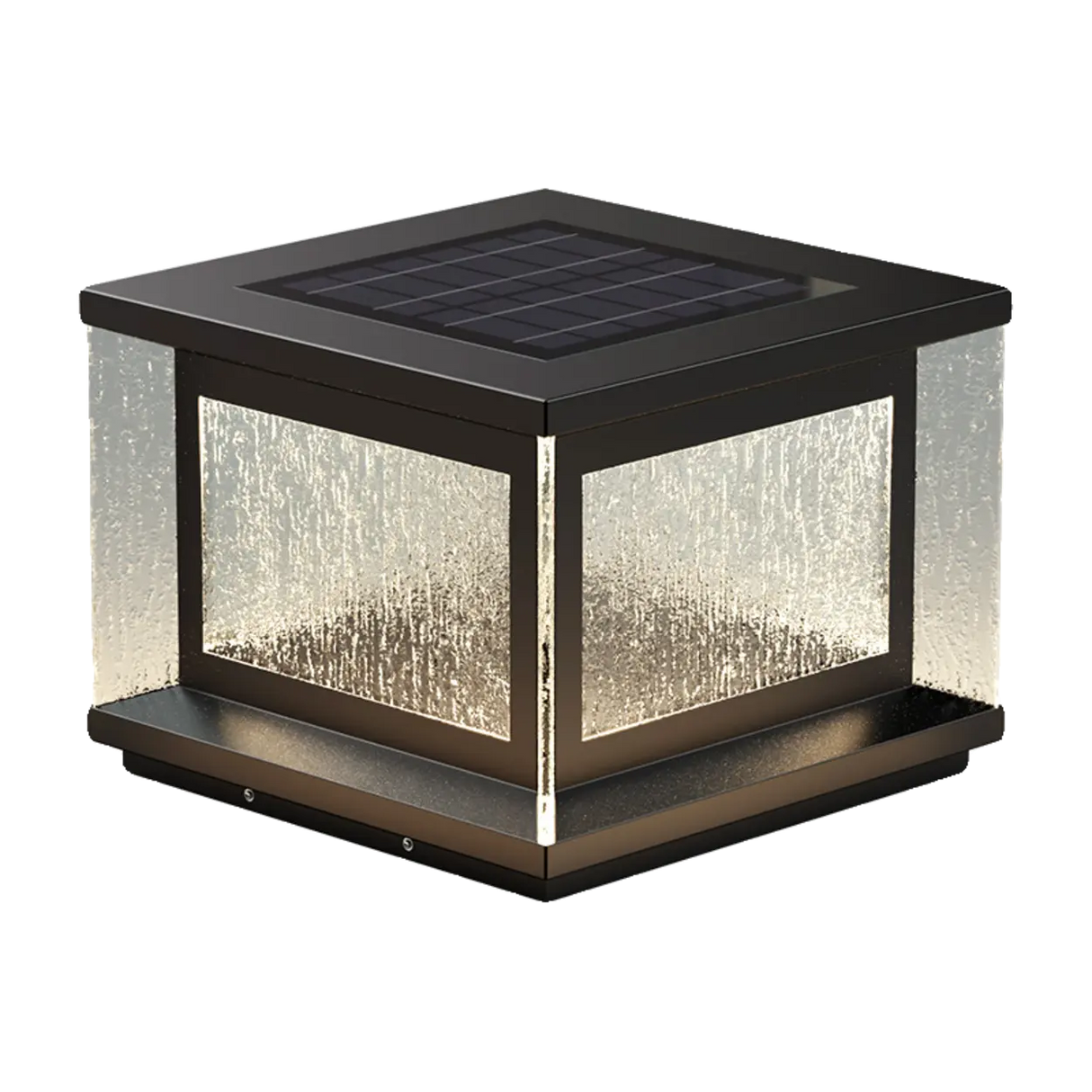 Minimalist Solar Rectangle Black Outdoor Table Lamp Image - 5